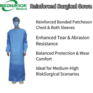 Reinforced Surgical Gown SMS Non-woven 40gsm Ultrasonic Heat Sealed