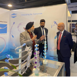 Sterimed Group trade fair booth consultation with global buyers